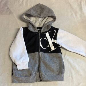 Calvin Klein - Kids' Zipped Hoodie Jacket in Black, Grey, and White
